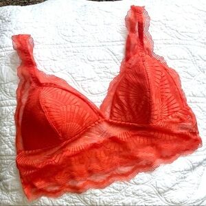 ASOS Lace Bralette Orange Size Large Neon Beach Summer‎ Loungewear Dainty Wild